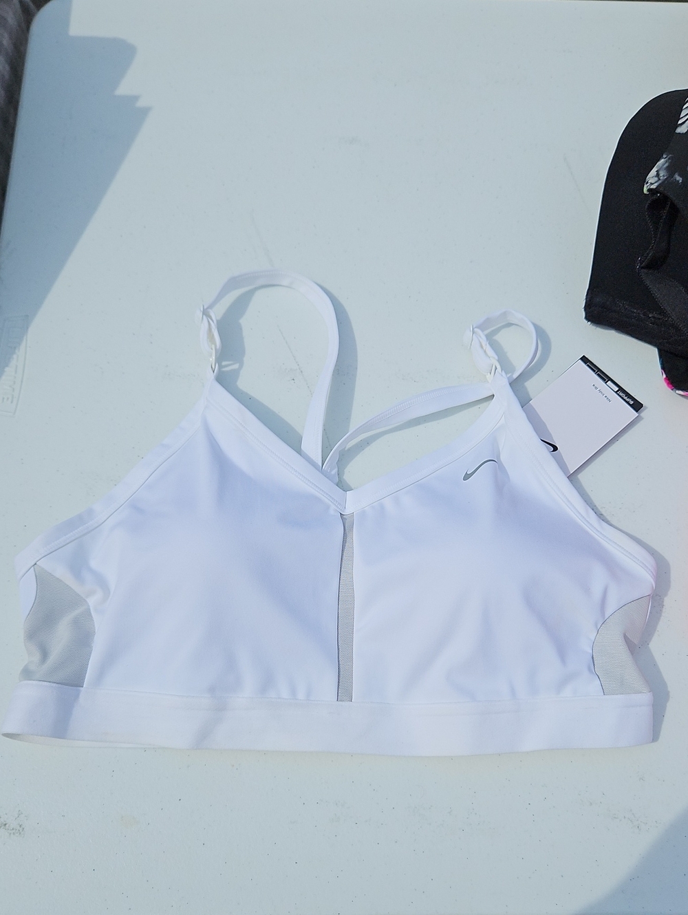 XL Nike White Strappy Mesh-Panel Sports Bra